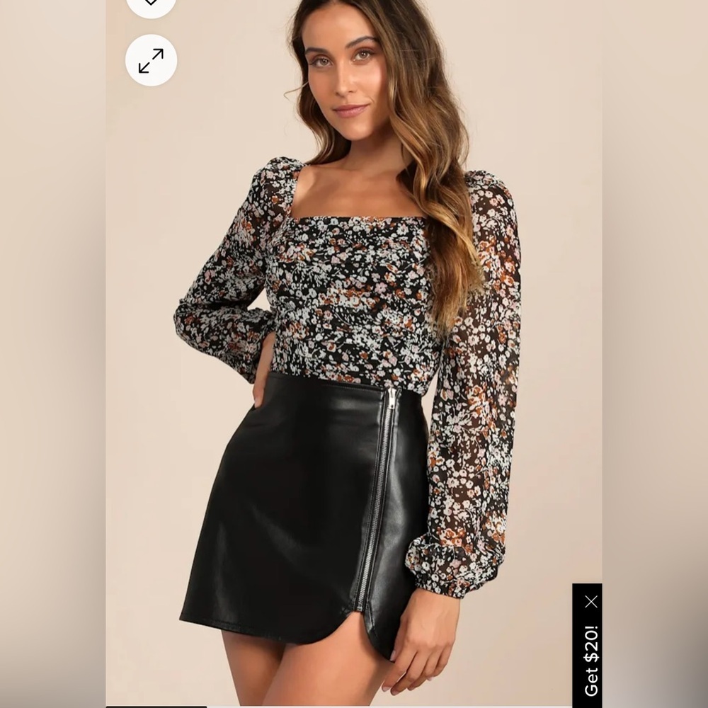 NWT Lulus Meant to Stand Out Black Vegan Leather Zip-Front Mini Skirt - Picture 2 of 9